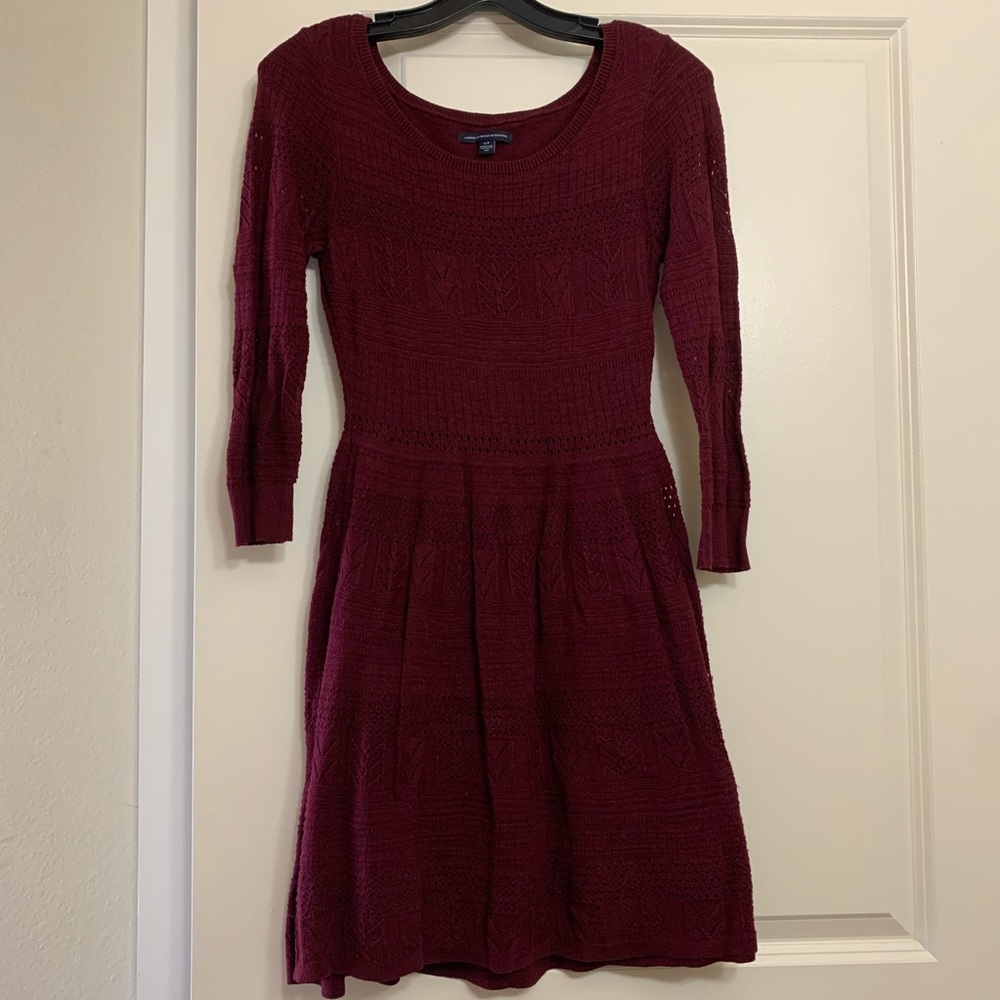 American eagle maroon knit sweater dress